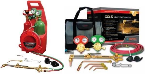 Equipos portátiles y pesados de oxicorte con reguladores y antorchas profesionales.